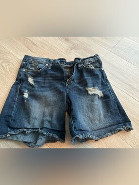Distressed Dark Wash Denim Shorts